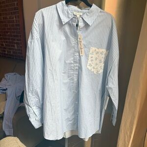 SET For Love And Lemons Light Blue and White Floral Mini Skirt W/ Matching Top